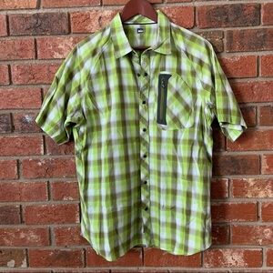 REI Men’s Green Plaid Snap Front Outdoor Shirt